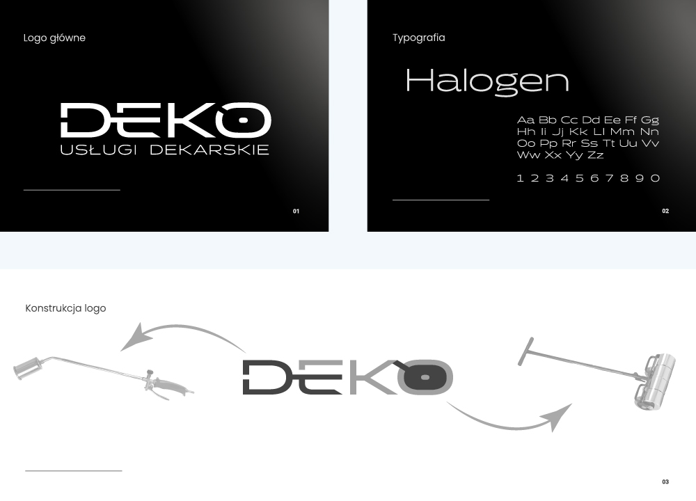 Plansza z logo firmy dekarskiej DEKO